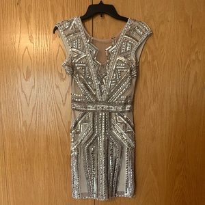Miss Selfridge Petite Gold Sequined Mini Dress